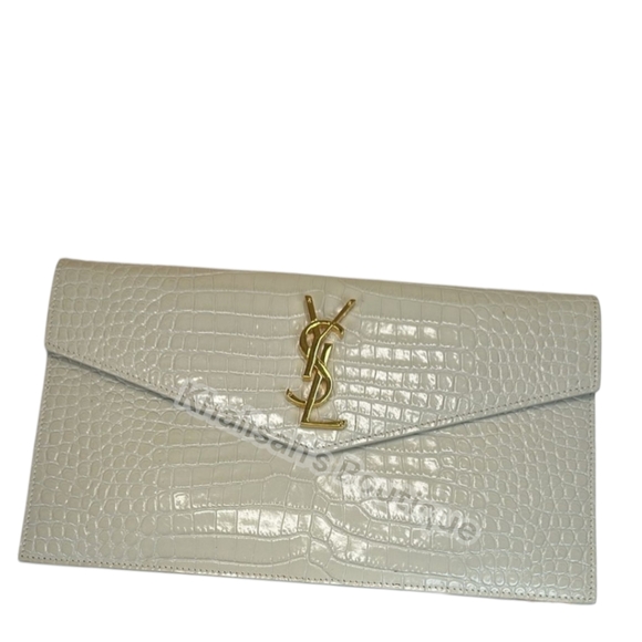 SAINT LAURENT YSL Crocodile Embossed Calfskin Uptown Monogram Clutch - Picture 7 of 14